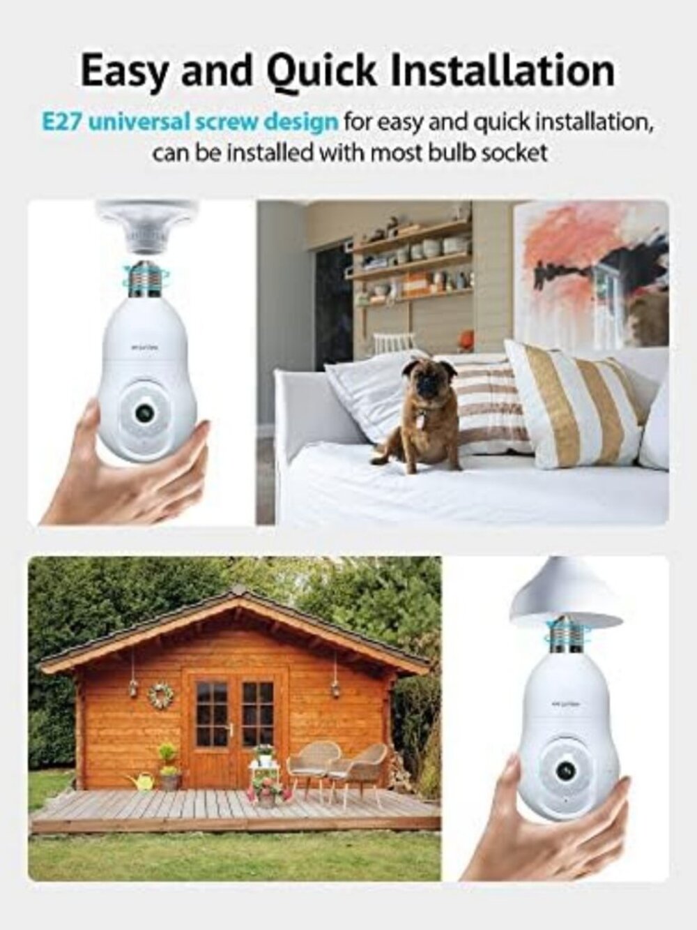 2 Pack 4MP Wireless Security Cameras, 360° Full Color, Motion Detection, Easy - Picture 2 of 6